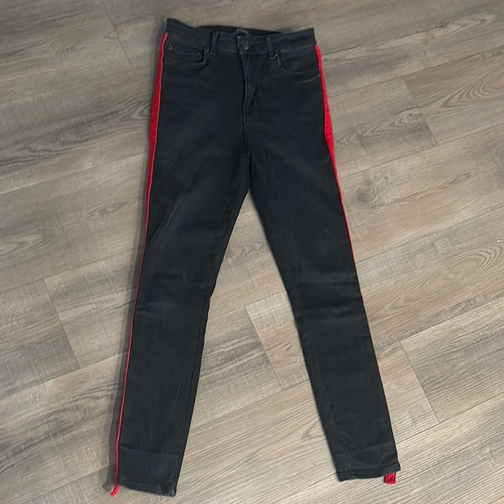 Zara Skinny Jeans in Black with Red velvet stripe - Picture 5 of 7